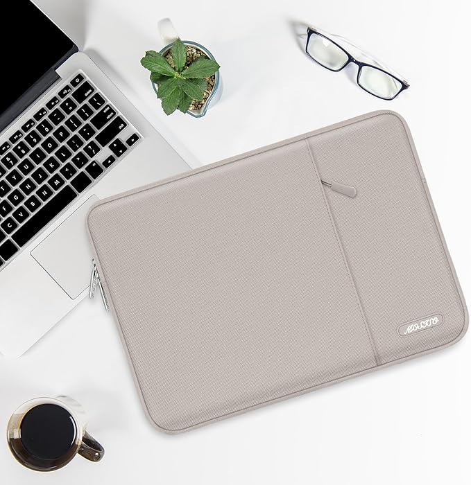 MOSISO Laptop Case 13.3 inch, 13-13.3 inch Laptop Sleeve Compatible with MacBook Air/Pro 13 / Pro 14, HP Dell ASUS Lenovo Notebook, Polyester Vertical Computer Sleeve Bag with Pocket, Stone Gray