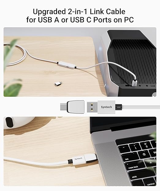 Syntech Link Cable with Charging 16FT Compatible with Oculus/Meta Quest 3S/3 Accessories, Quest2/Pro, Pico4, Next-Gen VR Cable with USB 3.0 A to C Adapter for SteamVR, Charge & Link Simultaneously
