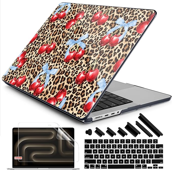 DONGKE for M4 MacBook Pro 16 Inch Case 2024 2023 2021 A3403 A3186 M3 A2991 M2 A2780 M1 A2485 Pro/Max Chip, Plastic Hard Shell Case & Keyboard Cover for Mac Pro 16 with Touch ID, Leopard & Cherry