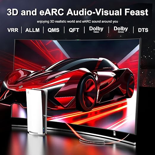 8K Fiber Optic HDMI Cable 50 FT, 8K@60Hz 4K@240Hz, Thin Extra Long HDMI Cable 48Gbps Ultra High Speed, Dynamic HDR, eARC, HDCP 2.2&2.3, 3D, Compatible for PS4/5/Xbox/TV/Laptop/Monitor