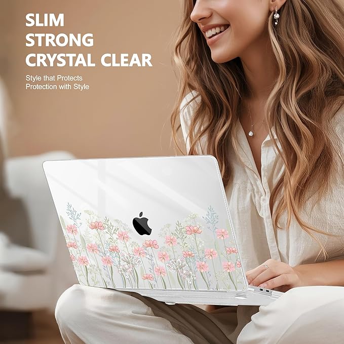 Case for MacBook Pro 13 inch with/Without Touch Bar (2016-2022, M2 A2338 M1 A2289 A2251 A2159 A1989 A1706 A1708), Hard Shell + Keyboard Cover + Dust Plug, Floral C322