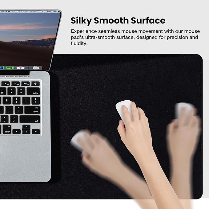 ALOANES Black Waterproof Desk Mat, Large Mouse Pad with Extended Mouse Mat, with Anti Slip Base, Stitched Edge, Grain Jacquard Surface, Perfect for Gamer, Office & Home, XXL 11.81''x31.50''x0.12''