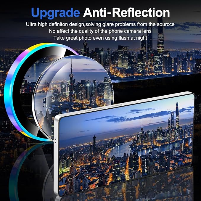 for Samsung Galaxy S25 Ultra Camera Lens Protector, Individual Metal Ring Tempered Glass Lens Cover, [Strong Adsorption] Scratch Resistant Ultra-Thin HD Clear Lens Cover, 1 Set-Colorful Ring