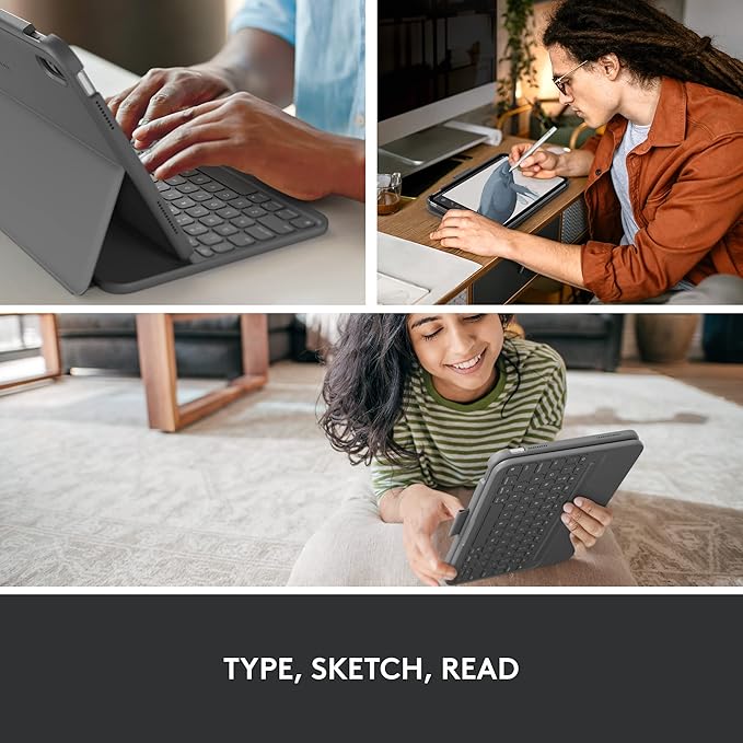 Logitech Slim Folio Keyboard Case for iPad (10th gen & A16) with Wireless Keyboard and Logitech Crayon (USB-C) Digital Pencil for All iPads (2018 Releases and Later)