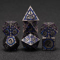 Metal D&D Dice Set, Polyhedral Metallic Dice with Cracks for Dungeons and Dragons RPG TTRPG DND 7-Die Set with Gift Case