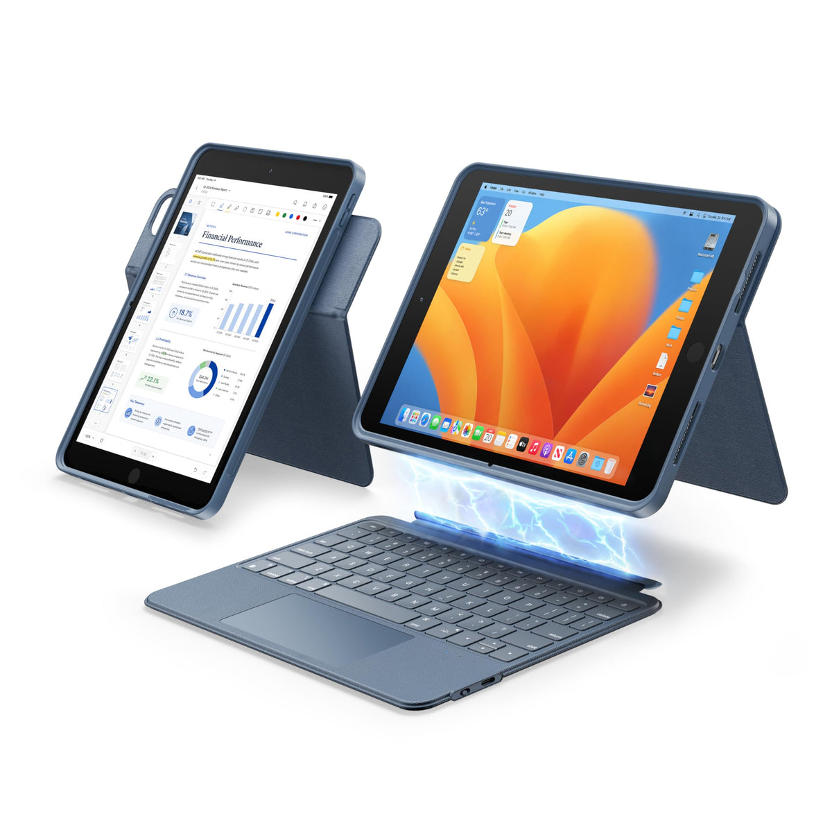 HOU 360° Rotating Detachable Keyboard Case for iPad 7th/8th/9th Generation