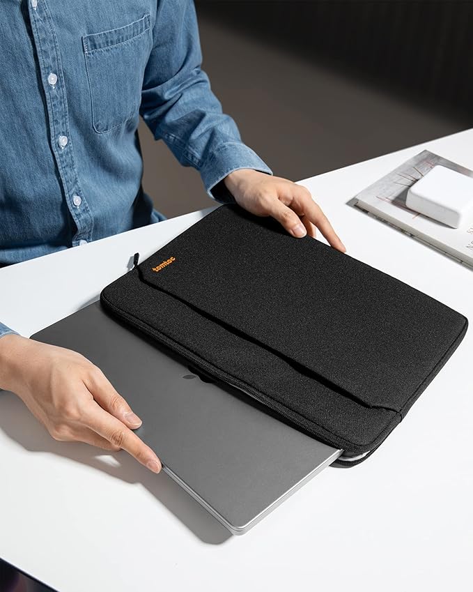 tomtoc Slim Laptop Sleeve Case for 13-inch New MacBook Air M4/A3420 M3/A3113 M2/A2681, M1/A2337 2025-2018, MacBook Pro M2/M1, Water-Resistant Protective Carrying Case with Accessories Pocket