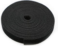 Reusable Fastening Tape Cable Ties 3/4 Inch Double Side Hook Roll (5 Yard, Black)