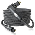 EMK 90 Degree Toslink Optical Cable 360 Degree Free-Rotating Plug Fiber Optic Cable S/PDIF Toslink Male to Male Cable for Home Theater, Sound Bar, TV, PS4, Xbox,Grey (25ft/7.6m)