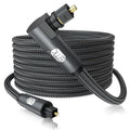 EMK 90 Degree Toslink Optical Cable 360 Degree Free-Rotating Plug Fiber Optic Cable S/PDIF Toslink Male to Male Cable for Home Theater, Sound Bar, TV, PS4, Xbox,Grey (25ft/7.6m)