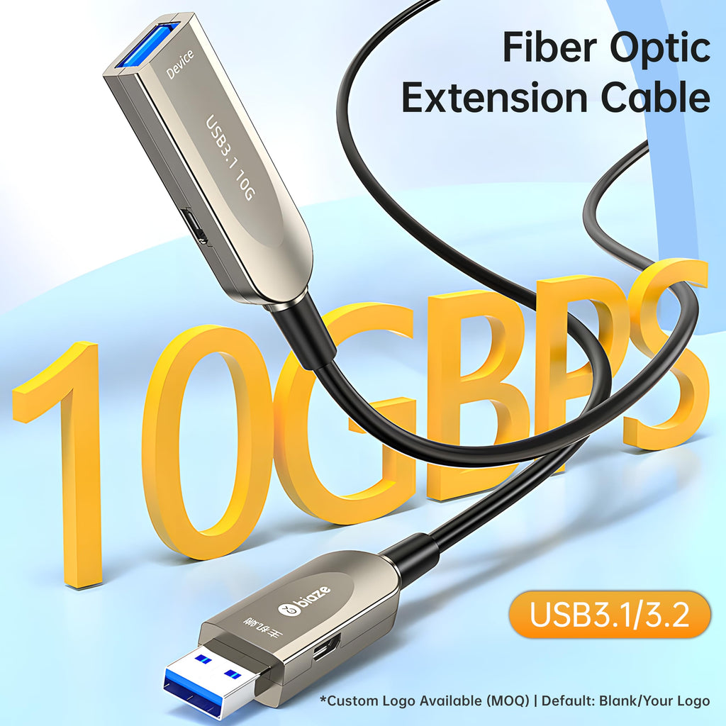 biaze Active Optical USB 3.0 Extension Cable Fiber Optic Type A Male to Female USB Extension Cord USB Extender 5Gbps Data Transfer for Webcam, Gamera, USB Hub, Keyboard, Hard Drive, Printer(65ft)