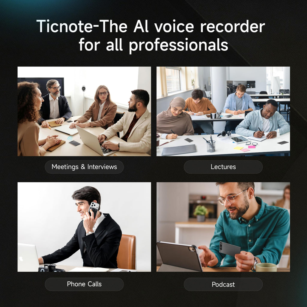 Mobvoi TicNote AI Voice Recorder 64GB Memory Note Recorder w/Case App Control 120+ Languages Transcribe Summarize with AI Shadow Digital Audio Recorder for Phone Calls Lectures Meetings Interviews