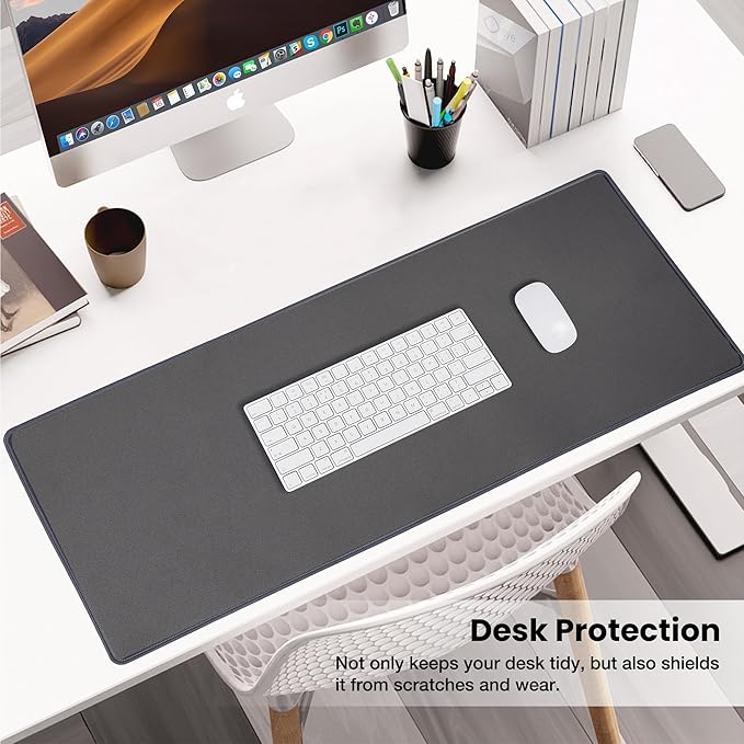 ALOANES Waterproof Mouse Pad with Durable Stitched Edge, XL Gaming Keyboard Pad, Non-Slip Rubber Base Mouse Mat, Desk pad for Gamer, Office & Home, Dark Gray Mousepad 31.5''x 11.8''x 0.12''