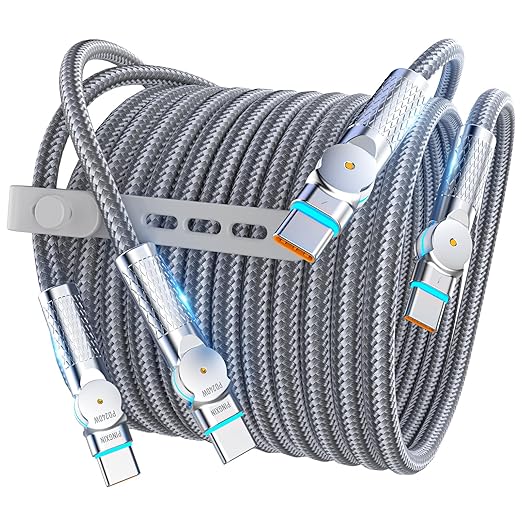 USB C to USB C Cable10ft,240W 2-Pack Braided 180°Rotating Type C Charging CableFast Charge for iPhone 16/16Pro/16Plus/16ProMax,MacBook Air,iPad Pro,Pixel,Samsung Galaxy S23/S24 Ultra-Light Grey