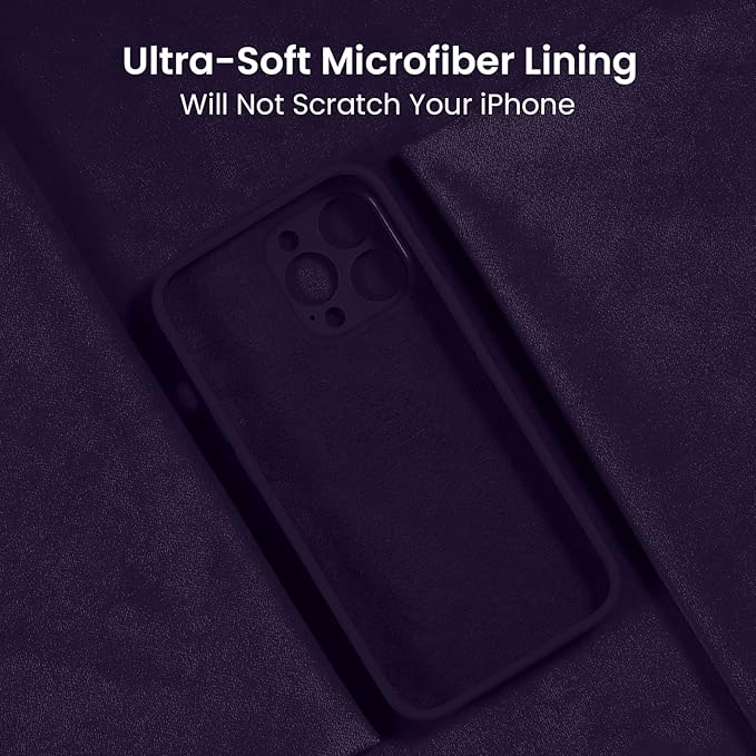 FireNova Designed for iPhone 13 Pro Case, Silicone Upgraded [Camera Protection] Phone Case with [2 Screen Protectors], Soft Anti-Scratch Microfiber Lining Inside, 6.1 inch, Purple