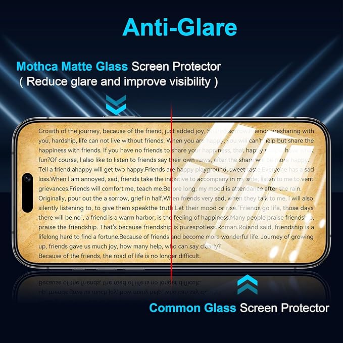 Mothca 2 Pack Matte Glass Screen Protector for iPhone 16 Plus/iPhone 15 Plus 6.7” [Auto Fit Box Dust-Free] Full Coverage Anti-Glare & Anti-Fingerprint Tempered Glass, Bubble Free, Smooth as Silk