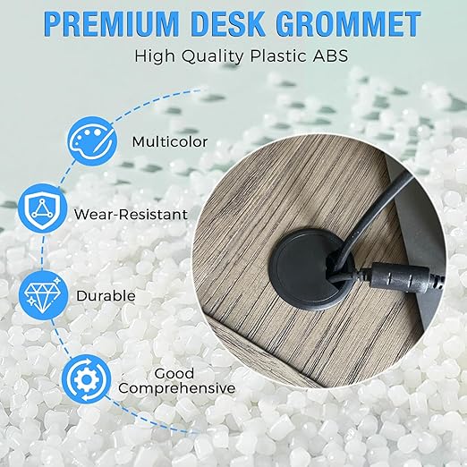 Desk Grommet 2-3/8" (60 mm), Desk Cord Hole Cover, Cable Grommet ABS Plastic, Desk Hole Grommet for Office and Home Table Cable, Detachable Adjustable Cable Cord Organizer (Light Grey 4 Pcs)