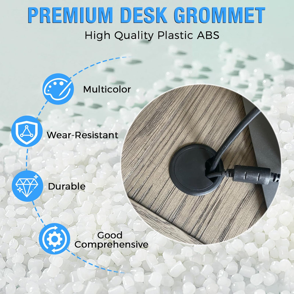 Desk Grommet 3-1/8" (80 mm), Desk Cord Hole Cover, Light Grey 2 Pcs