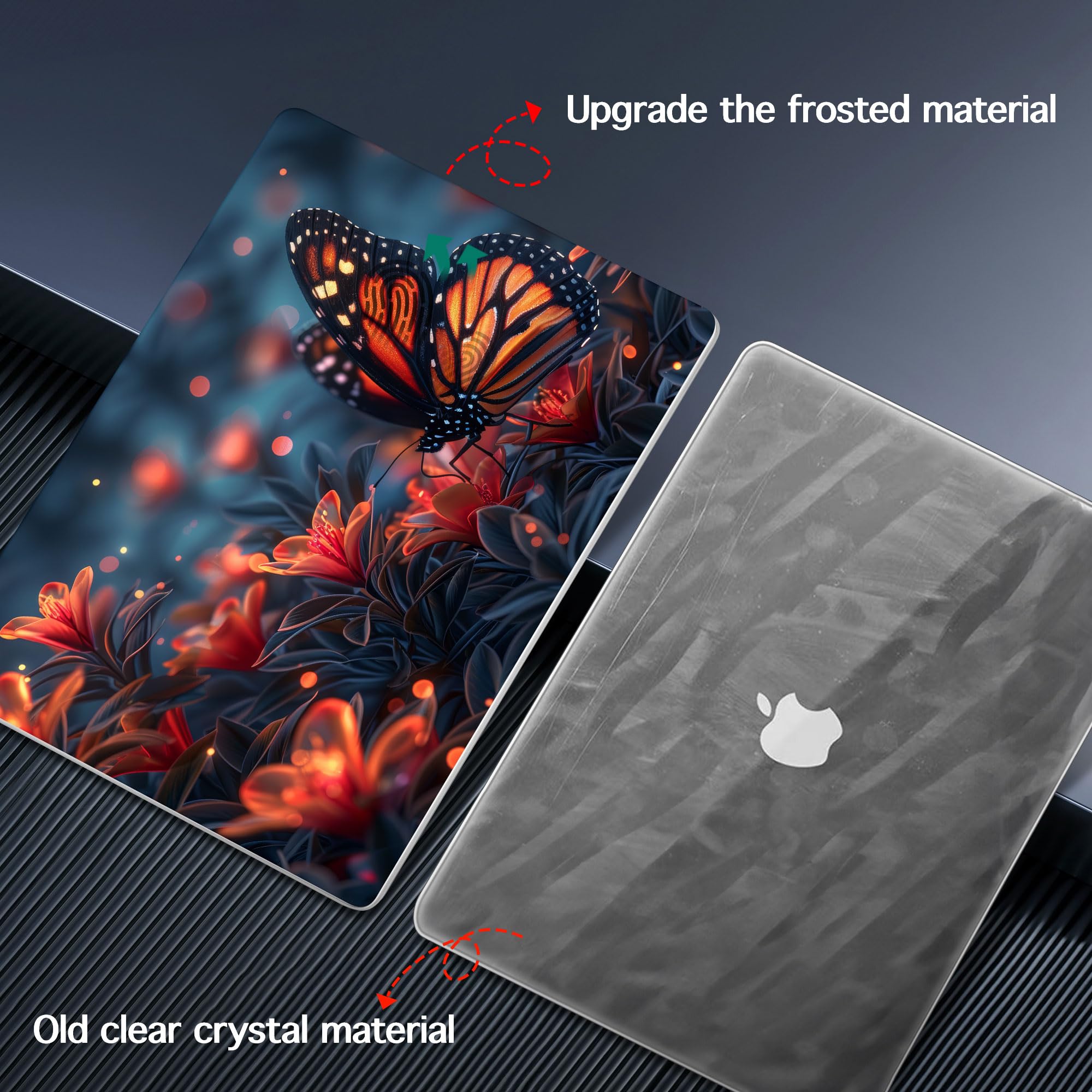Lepeoac Case for 2026-2021 MacBook Pro 16-inch M5, Butterflies Flowers