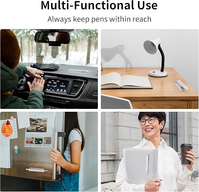 ELETIUO Pencil Holder For Most Pens,Pencils,Self-Adhesive Stick To Notebooks,Diary,Desks,Whiteboards Or Any Surface,Silicone Pen Holder For Home,Office And Desk Organization,White
