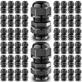 QILIPSU 50pcs M16L Long Thread Cable Gland Waterproof IP68 Nylon Strain Relief Cord Grip Cable Pass Through Wire Connector