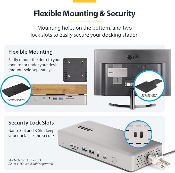 StarTech Thunderbolt 4 Dock, Quad 4K Win, Dual 4K Mac, 16-Port 40Gbps, 100W