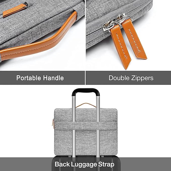 MOSISO 360 Protective Laptop Case 13.3 inch, 13-13.3 inch Laptop Sleeve Compatible with MacBook Air/Pro 13 / Pro 14,HP Dell Acer ASUS,Side Open Carrying Case with 4 Zipper Pockets&Handle, Gray