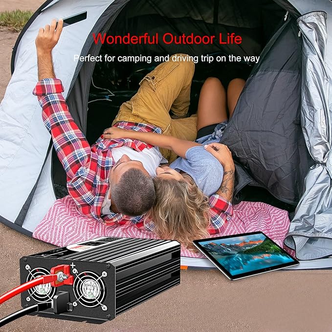 Xijia 1500W (Peak Power 3000W) Pure Sine Wave Inverter DC 60v to 120v Inverter 60HZ Solar Converter for Home Use car (DC60V (Range 50V-75V) 1500W)