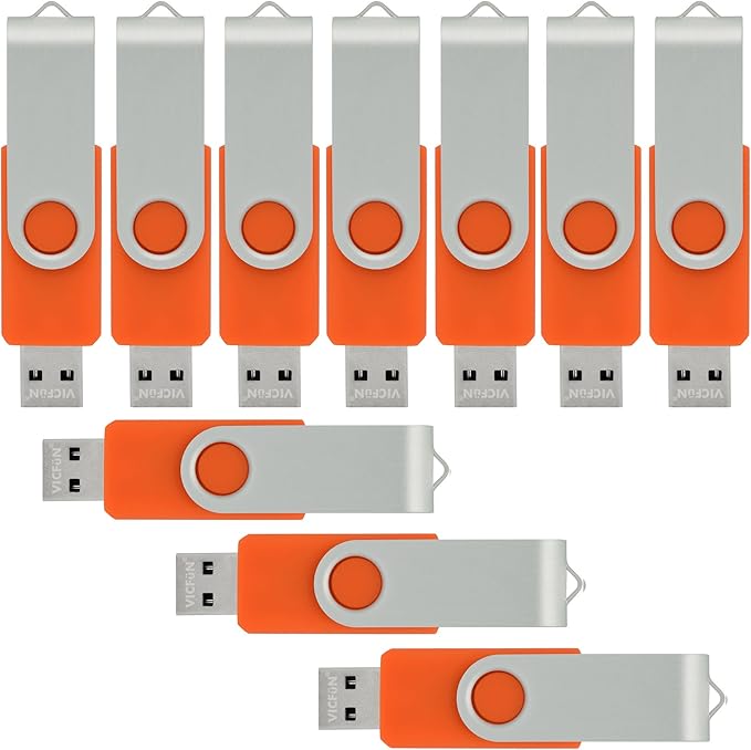 10 Pack 16GB USB Flash Drives USB 2.0 16GB Flash Drive Swivel USB Memory Stick Thumb Drive,Orange