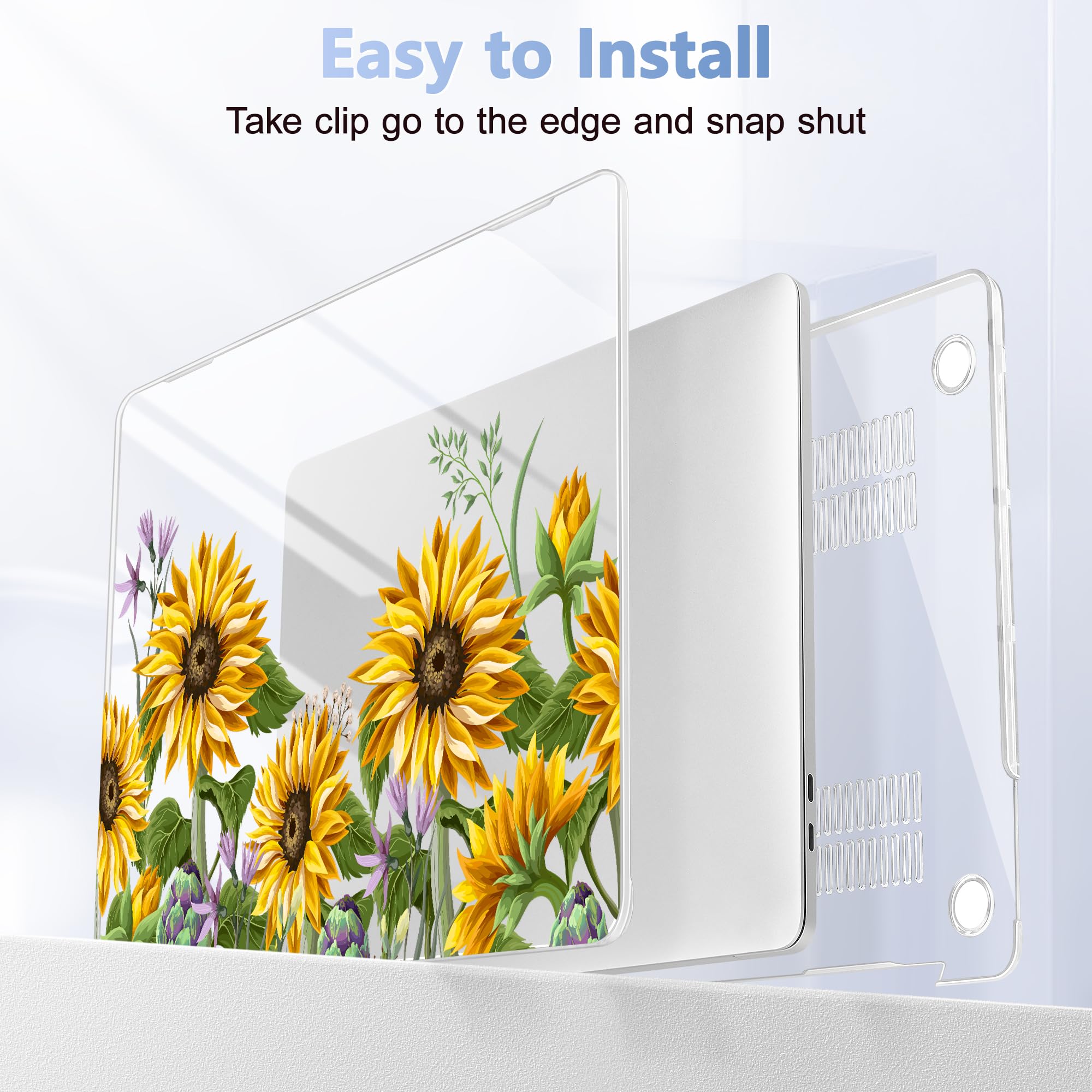 Lepeoac for MacBook Pro 16 inch Case 2019 2020 Release Model A2141, Plastic Hard Shell Cover with Keyboard Cover & Screen Protector for MacBook Pro 16 inch with Touch Bar & Touch ID, Sunflowers
