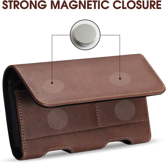 BECPLT Leather Galaxy S24 Ultra/Plus Holster Case with Belt Clip, ID Card Holder, Compatible with Galaxy S23+, Note 10+, S20+, A71, Note 9, 8, LG Stylo 5 (Brown)