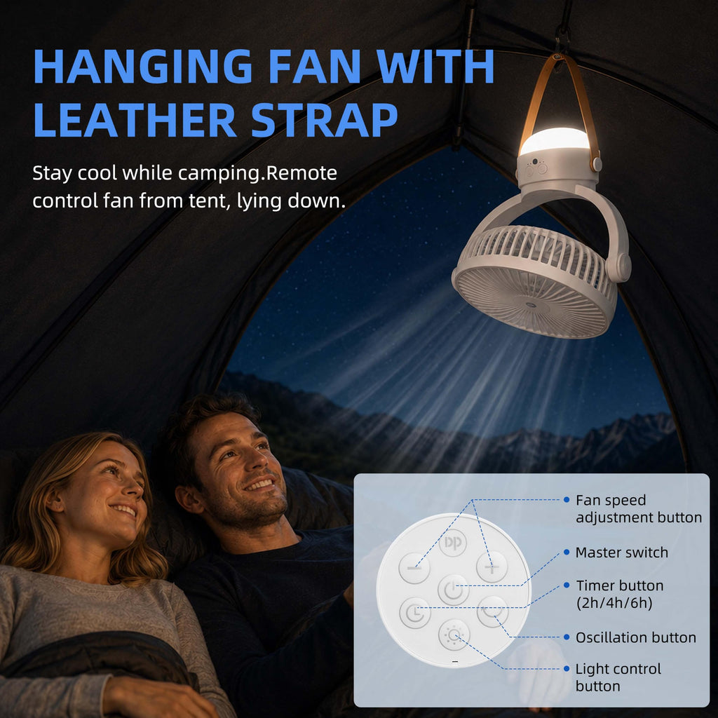 OGZ Portable Fan for Travel Wireless with Remote Timer, 7 Inch Small Desk Fan with LED Night Light 90° Oscillation, Rechargeable USB Fan for Cruise Bed Beside Sleeping Camping Tent