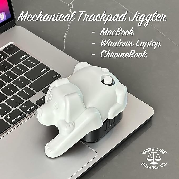 Laptop Trackpad Jiggler -AA Battery Lasts 6 Months -Undetectable -Cordless Mouse Jiggler -Does Not Work on DeII -Keeps Touchpad Active, Laptop Awake -Mechanical Mouse Mover -ON/Off Switch (Gray Dog)