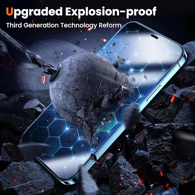 UniqueMe for iPhone 12 Pro Max Screen Protector - [Military Grade Shatterproof & 9H+ Hardness] Screen Protector 12 Pro Max Tempered Glass Full Coverage Protection, Easy Installation, 2 Packs