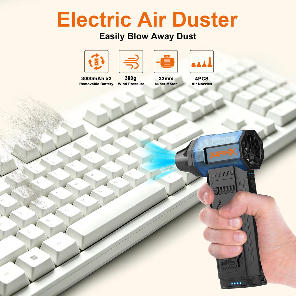 Electric air Duster，250,000RPM Super Power mini Blower,2 Swappable Battery