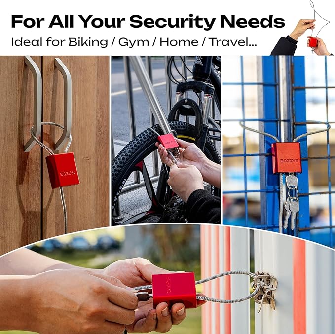 Cable Lock with 3 Keys | L 3.28ft(1m),D 1/6in(4mm) Adjustable Steel Cable Padlock | Aluminum Locks for Bikes, Gate, Lockers & Outdoor Gear | Weatherproof& Silver