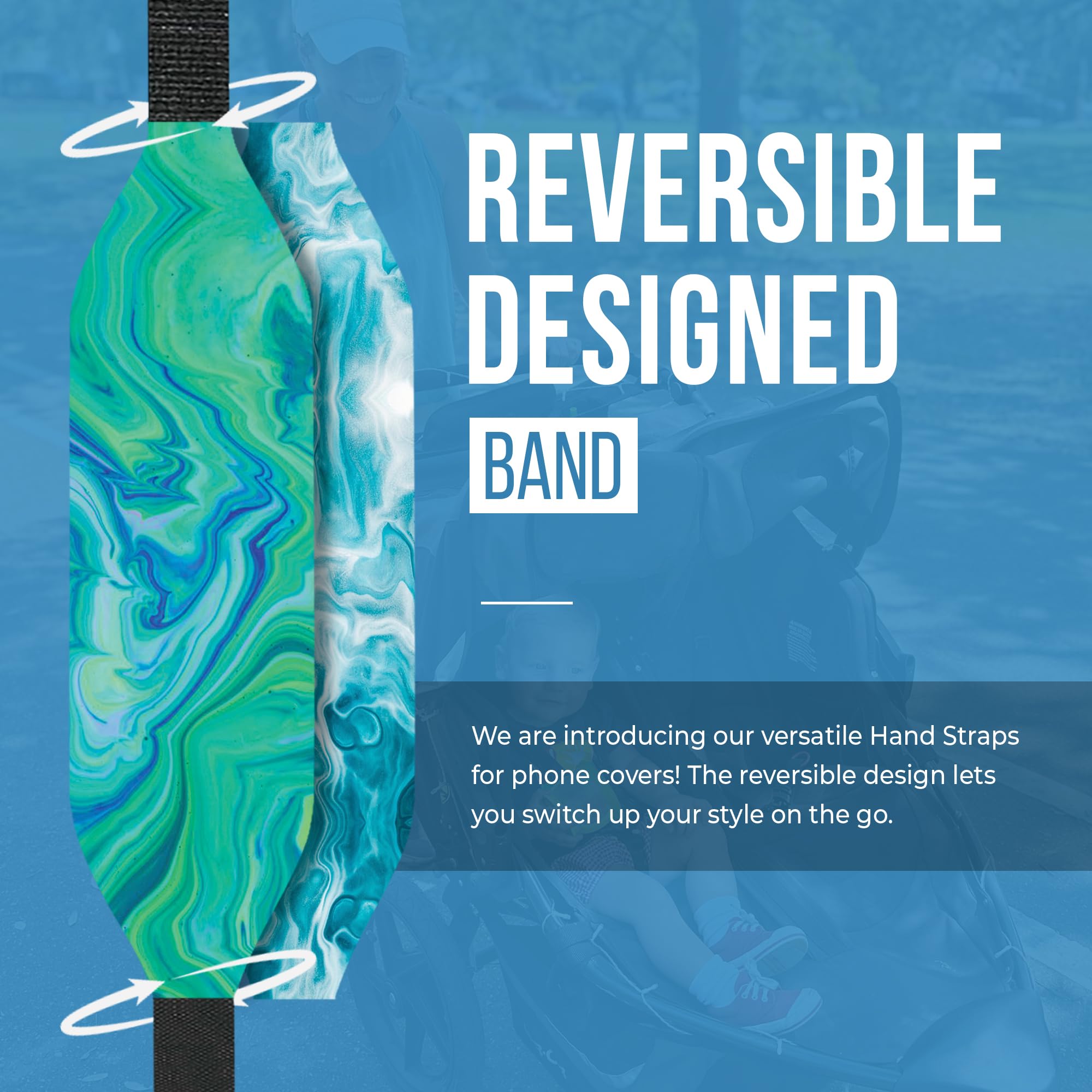 Switchbands Aesthetic Color Phone Grip Strap – Reversible Elastic Strap, Adhesive-Free Security, Ergonomic Hand Support, Anti-Theft Strap, Wireless Charging Compatible, Universal Fit – Ripple Opal