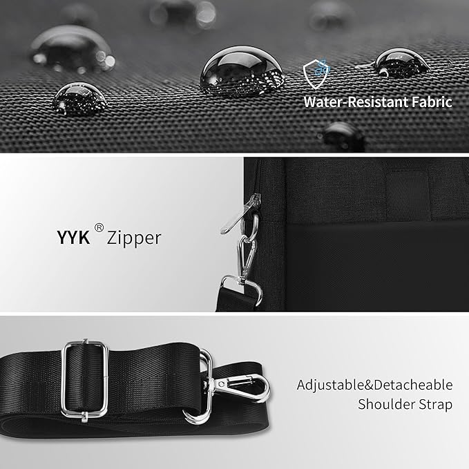 WIWU 14 Inch Laptop Bag for Men Women, Water-Resistant Laptop Case with Shoulder Strap Messenger Work Bag for Business Travel Compatible with MacBook Air Pro/Dell XPS/HP Envy/Microsoft Surface(Black)