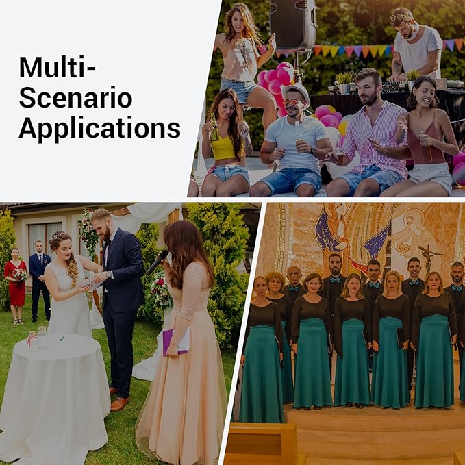 TONOR Wireless Microphones System with 4x10 Channels Cordless Handheld Microfono Inalambrico, UHF Mics with Stable Signal Transmission for Karaoke Singing Party Church Wedding PA Speaker 200ft Red