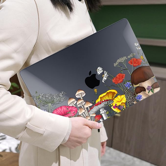 MEEgoodo for MacBook Air 13 inch Case 2021 2020 2019 2018 Released A2337 M1 A2179 A1932 with Touch ID, Plastic Hard Shell & Keyboard Cover Compatible with MacBook Air Case 13.3, Forest of Mushrooms