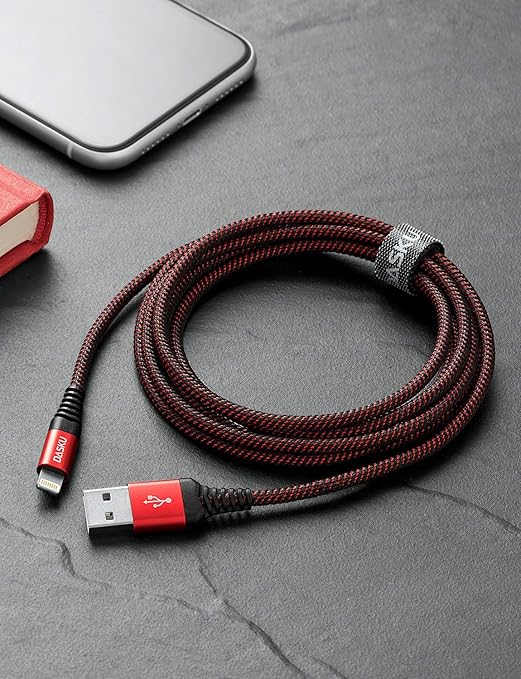3 Pack 3 FT Lightning Cable Certified iPhone Charger Cable Red Nylon Braided Fast Charging Cord Compatible with iPhone 13/12/11/Pro Max/X/Xs Max/Xr /8 Plus/7 Plus/6S Plus/6 Plus/iPad