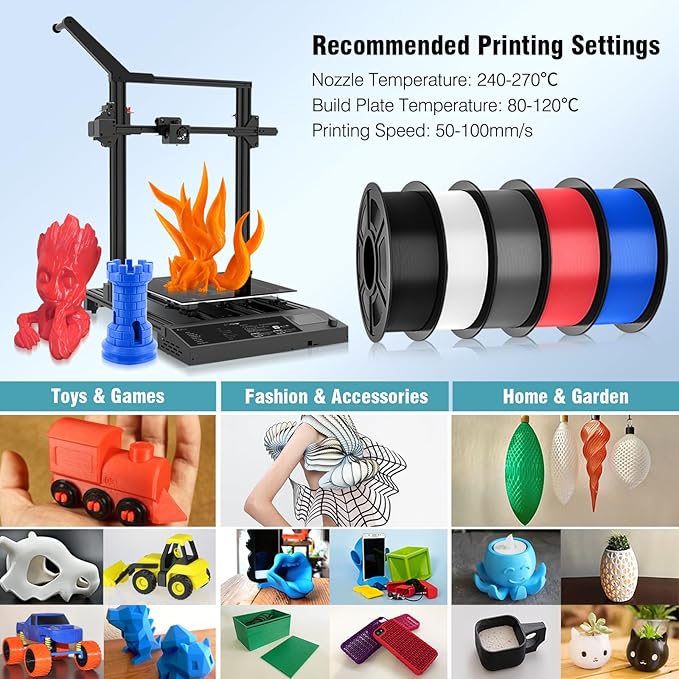 SUNLU 3D Printer Filament Bundle Multicolor PETG Filament 1.75mm, Individually Vacuum-Sealed, 2kg in Total, 0.25kg per Spool, 8 Pack, 8 Colors, Black+White+Red+Yellow+Pink+Blue+Orange+Green