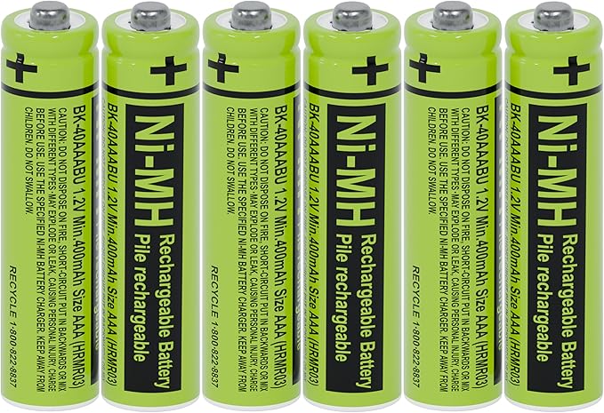 RocketBus 6-Pack BK-40AAABU Replacement 1.2V 400mAh Battery for Panasonic Cordless Phone System BK40AAABU