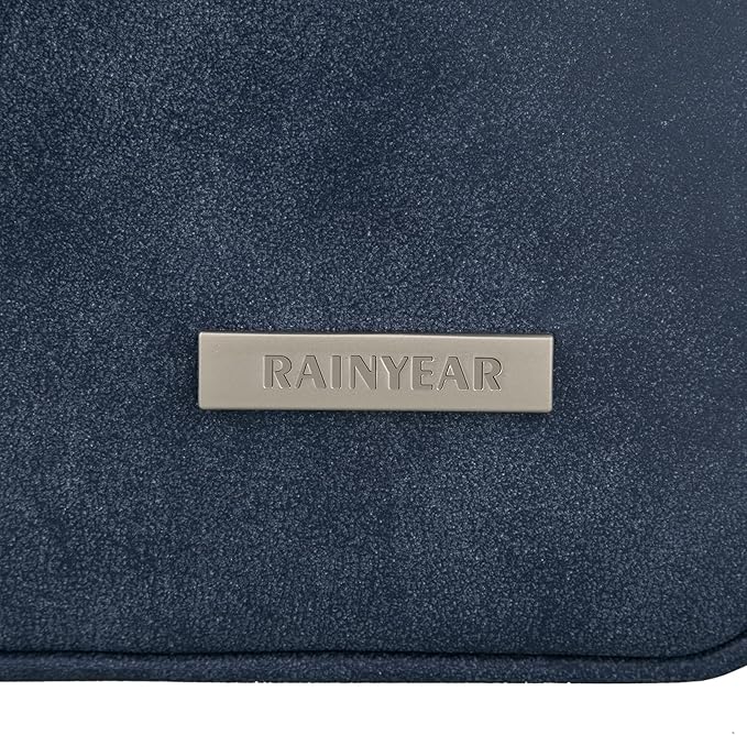 RAINYEAR 13 Inch Laptop Sleeve PU Suede Leather Case Protective Cover Water Resistant Bag Compatible with 13.3 Notebook Computer Chromebook,14" MacBook M1 M2 M3 M4,13.5 Surface Laptop(Deep Blue)