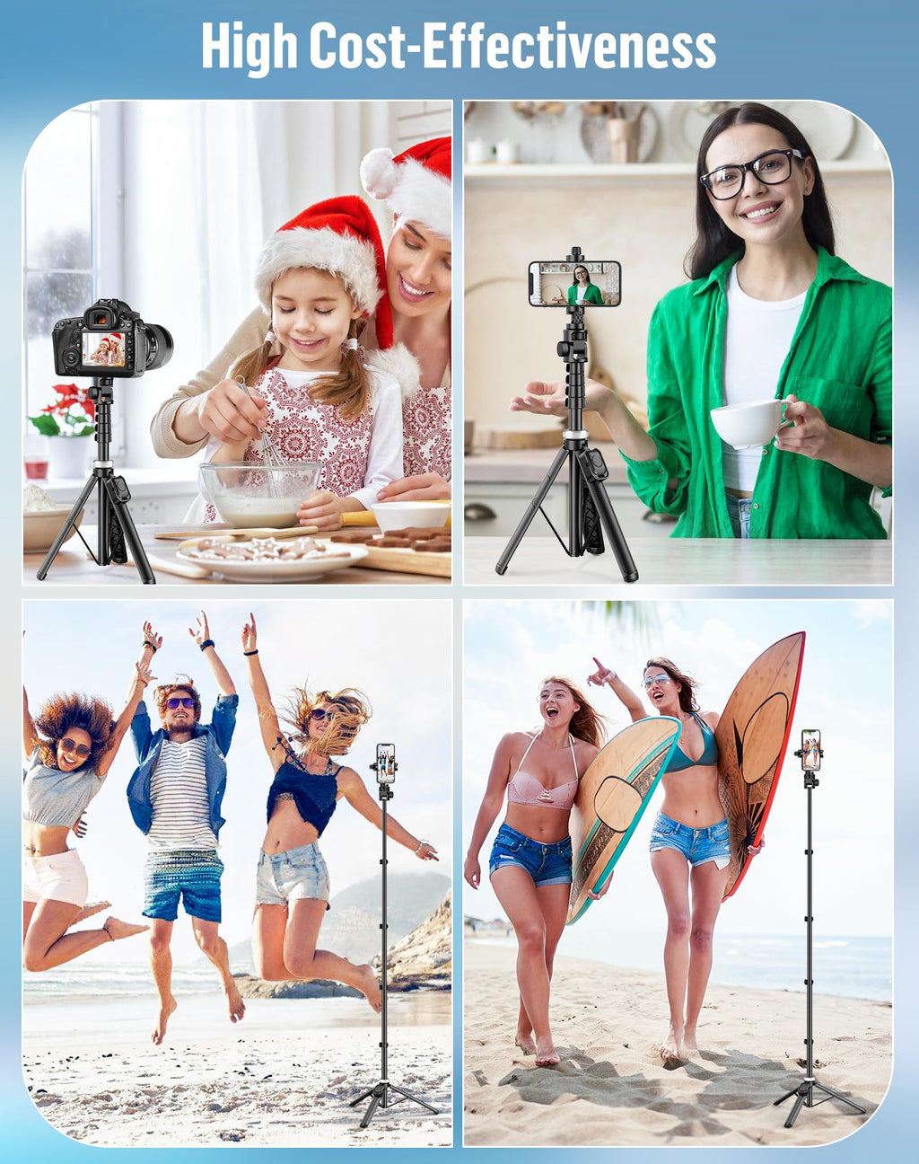 POVODO Selfie Stick for iPhone:Selfie Stick Tripod with Remote,Tripod for Video Recording,is Content Creator's Vlogging Kit,Compatible with Android, Camera, Also a Gopro Trip