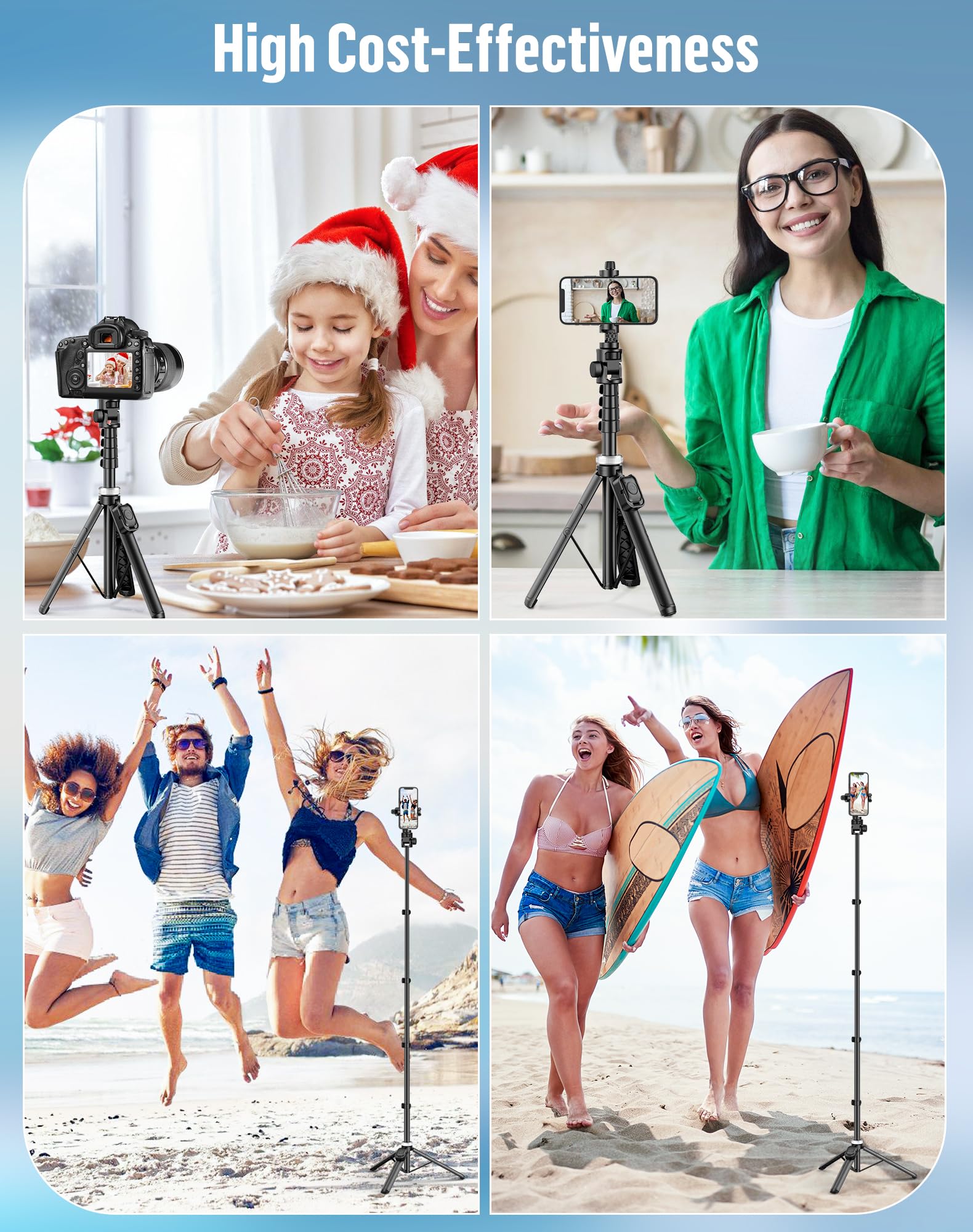 POVODO Selfie Stick for iPhone:Selfie Stick Tripod with Remote,Tripod for Video Recording,is Content Creator's Vlogging Kit,Compatible with Android, Camera, Also a Gopro Trip