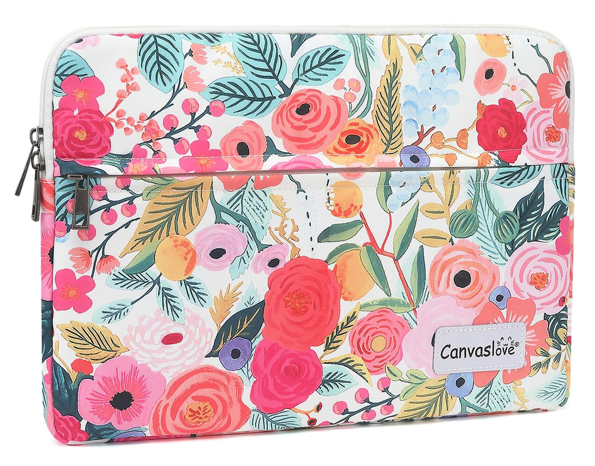 Canvaslove Pink Marble Laptop Sleeve Case Bag with Pocket for MacBook Pro 14 inch,Surface Laptop 14.4 inch and HP Lenovo Dell ASUS Acer 14 inch Laptop