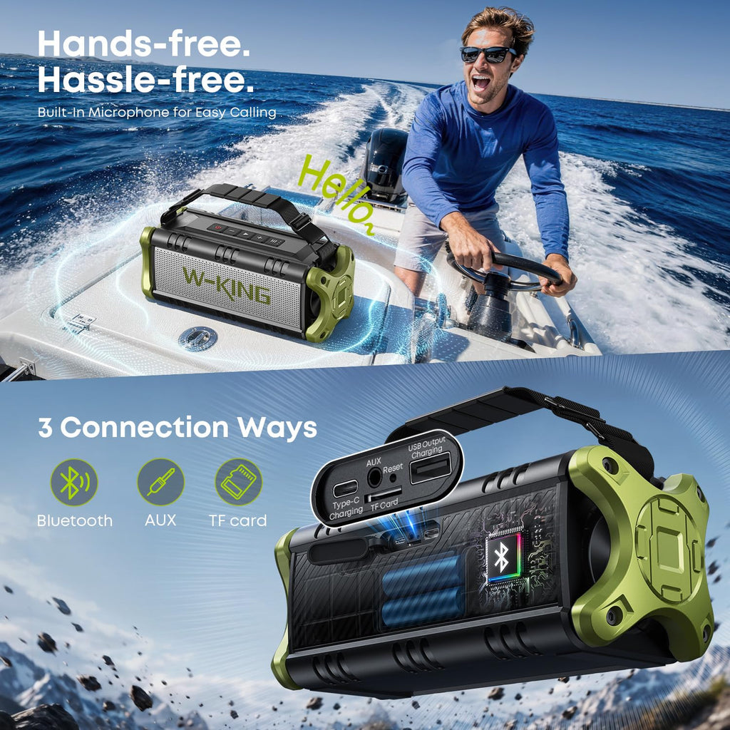 W-KING Bluetooth Speaker Wireless, 90W Max Loud Portable Outdoor Speaker