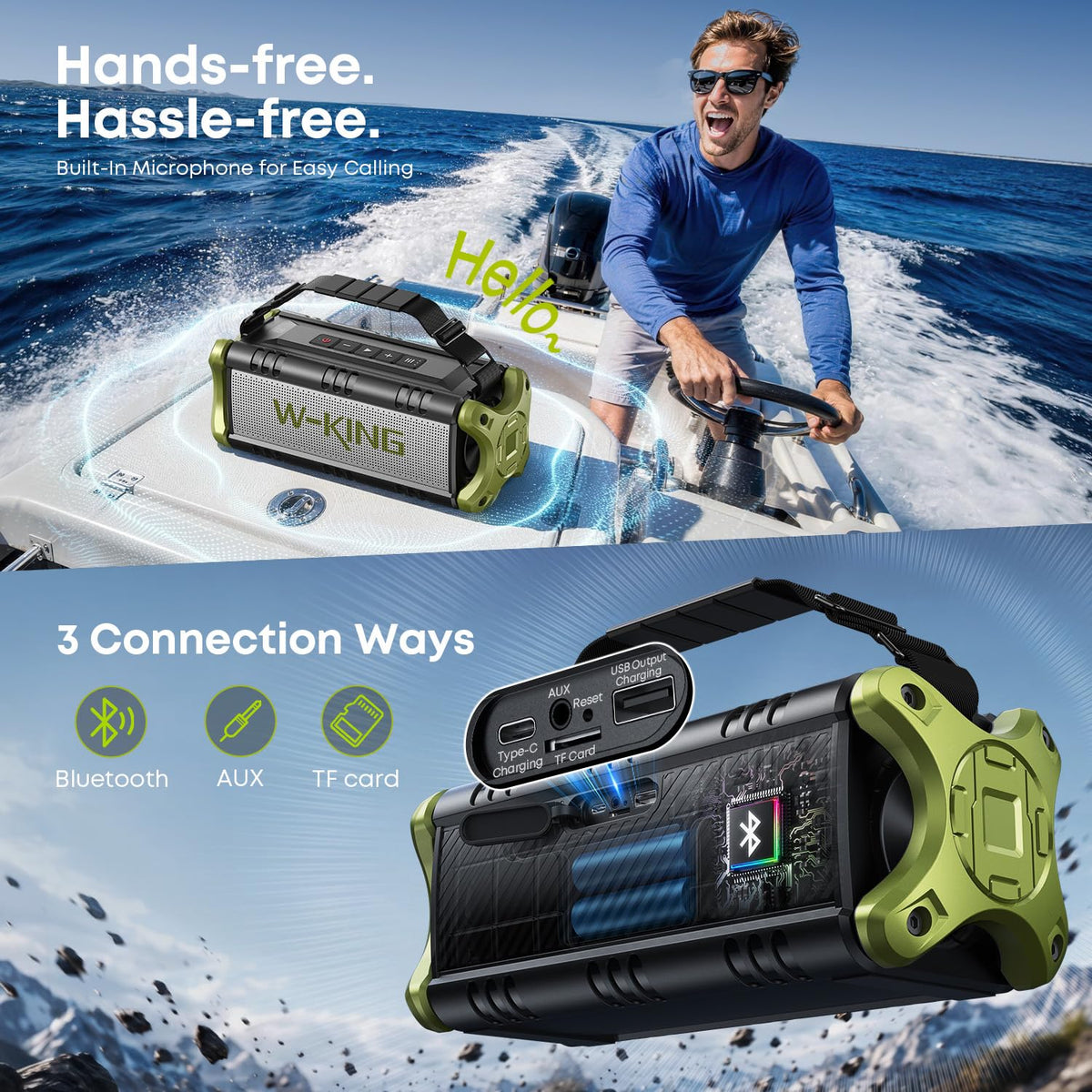 W-KING Bluetooth Speaker Wireless, 90W Max Loud Portable Outdoor Speaker