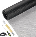 Screen Repair Kit Easy DIY Project 36" x 90" Fiberglass Screen Mesh with Rolling Tool and Screen Retainer Spline Screen Replacement kit for Windows Sliding Doors and Patio Screens (36" x 90", Black)